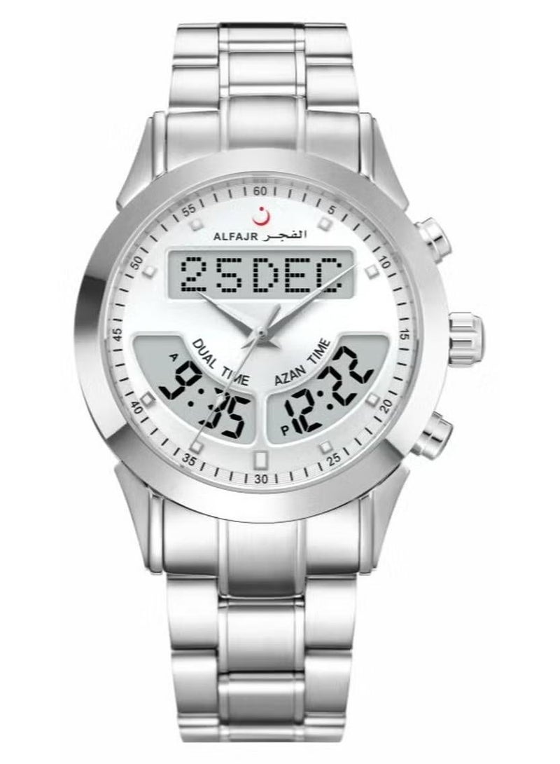 ساعة رجالية تناظرية + رقمية مستديرة من الفولاذ المقاوم للصدأ WA-10 - Image 1